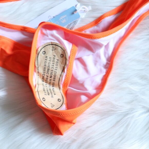 NEW Neon Orange Two Piece Bikini Bathing Suit Set Size XL - Picture 5 of 9